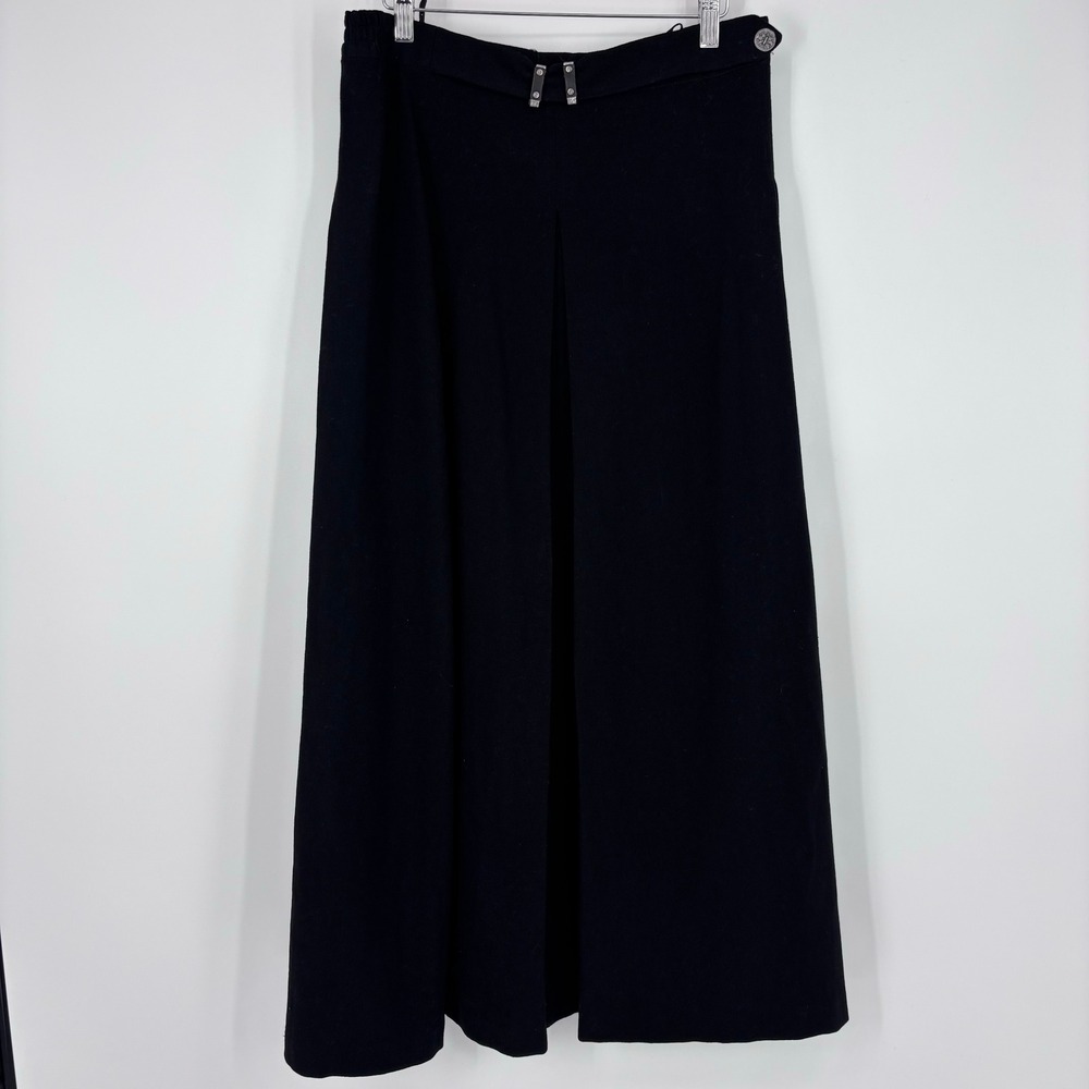 VTG Giesswein Wool Pleated Maxi Skirt Women 12 (Tag 42) Black Austria Lined